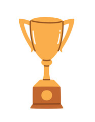 Gold cup of the winner in sports competition. Flat vector illustration.