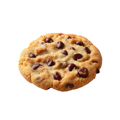 Classic Chocolate Chip Cookie with Melted Chocolate Chips on a White Background