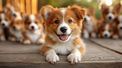 Adorable Puppy in Focus: A Delightful Group of  Corgi Puppies
