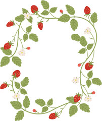 Strawberry Vine Frame with Flowers