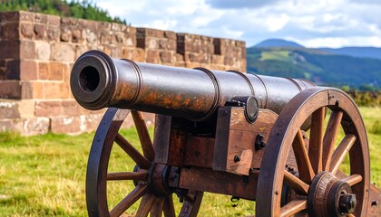Historic cannon on a hill