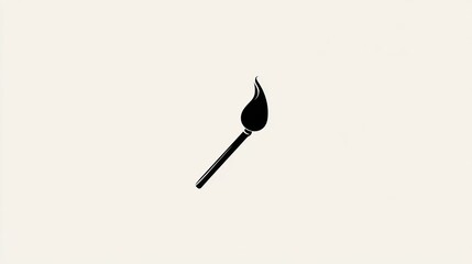 Black silhouette of a burning matchstick on a simple, light-colored background