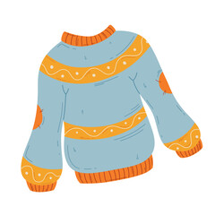 Doodle style sweater illustration. Color vector design element isolated on white background. Autumn and winter element
