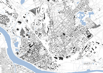 Detailed Zoomed-In Map of Daugavpils: Highways, Buildings, Waterways