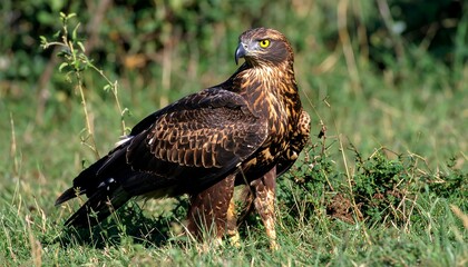 Obraz premium Bird of prey in tall grass