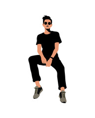 Detailed flat vector people and illustration, man with casual outfit