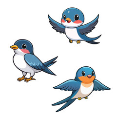 キュートなツバメのキャラクターイラストセット