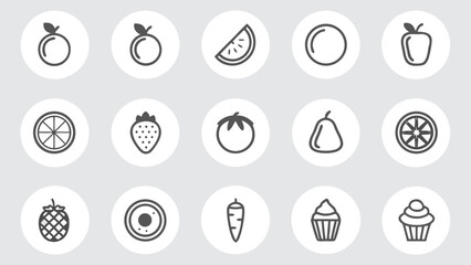 Food and drink Collection of classic fast food Unique icons set in a simple line art style