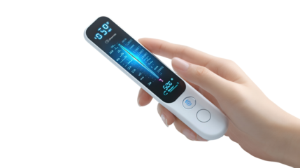 Advanced Digital Thermometer with Touch Panel on Transparent Background

