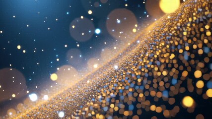 A dazzling display of golden and blue lights twinkles against a dark background, creating a whimsical and enchanting ambiance.