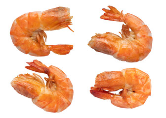 collection of fried white shrimp with shell isolated on transparent background