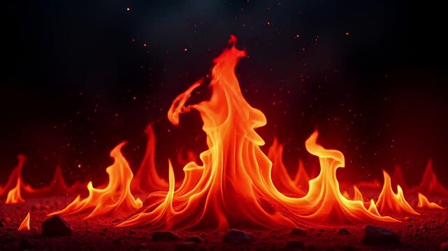 Inferno: Dynamic Fire Loop - Intense Burning Embers & Flames