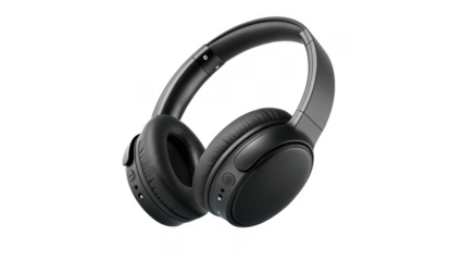 Modern black over-ear wireless headphones with noise-cancelling technology and comfortable earcups