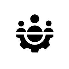 Teamwork management icon. Business team icon. Black partnership icon on a white isolated background. Organization staff illustration. Teamwork icon