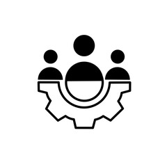 Teamwork management icon. Business team icon. Black partnership icon on a white isolated background. Organization staff illustration. Teamwork icon