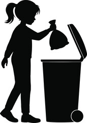 Girl Throwing Trash Silhouette 