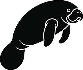 Manatee Silhouette – Sea Cow Aquatic Animal Vector Illustration