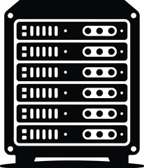Data Server Rack Silhouette – Network Storage Equipment Icon Illustration