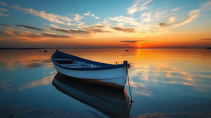 Boat on Water During Sunset