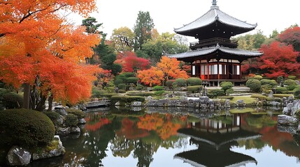 Japanese Temple and Garden Reflection