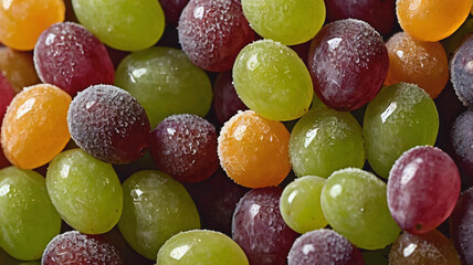Beautifully arranged sugar-coated grapes. Tang Hu Lu
