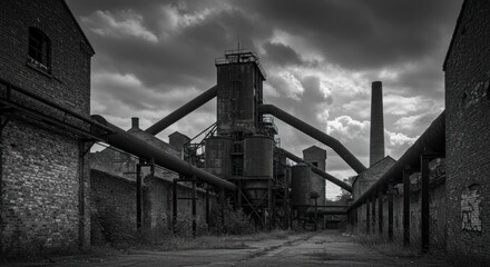 Industrial Ruins Under a Gloomy Sky