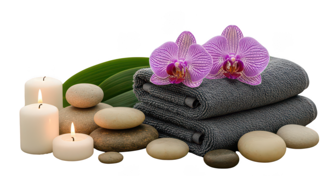 Spa Relaxation Candles Stones Orchid