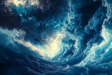 Majestic Ocean Waves Rolling with Foamy Crests and Dramatic Light