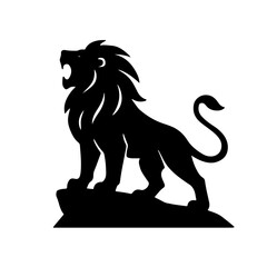 Naklejka premium Majestic Lion Silhouette A Symbol of Strength and Courage in Black and White