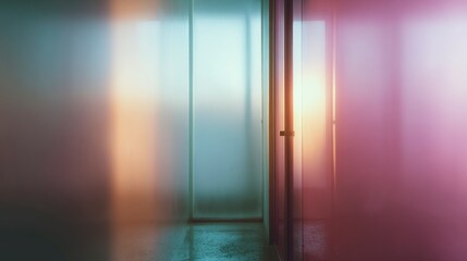 Frosted glass doors modern hallway