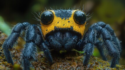 Macro Photography: Vibrant Yellow and Black Jumping Spider