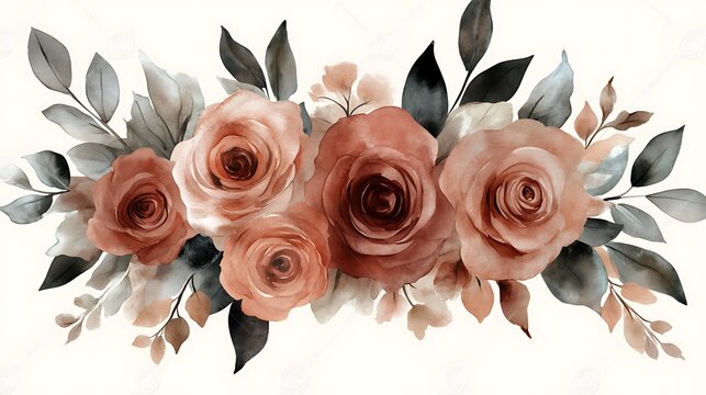 Delicate arrangement of terracotta roses and muted greenery.