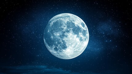 Fototapeta premium Full moon shining brightly in a starlit night sky.