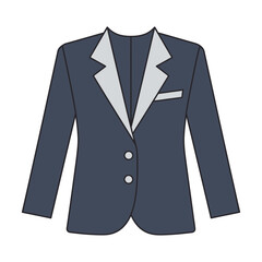 Naklejka premium Isolated blue blazer with white lapels and pocket square on white background.