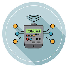 Fototapeta premium A digital device with a screen and buttons connected to a circuit board.