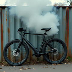 Bicycle with Smoke Decorations Around It