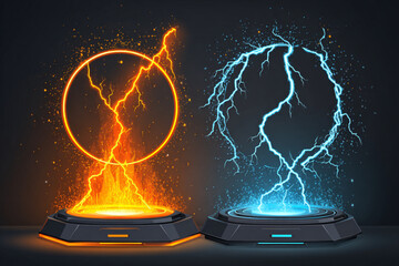 Dynamic Lightning Effects: Orange and Blue Energy Circles