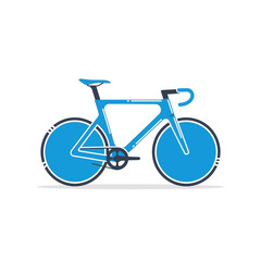 Fototapeta premium A blue bicycle graphic on a white background. It is a side view.