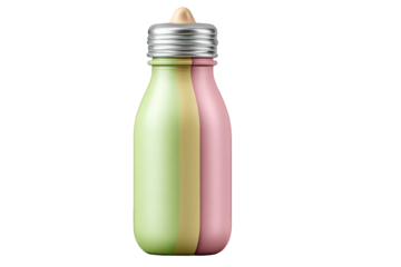 Pastel Color Block Bottle with Light Bulb Top Isolated on White