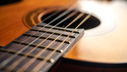 Fototapeta premium Close-up of acoustic guitar neck and body