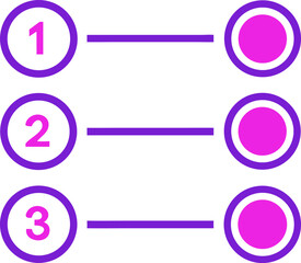 Obraz premium Numbered list icon with circles and lines, process or steps 