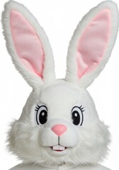 Fototapeta premium White Plush Rabbit Mascot Head Close Up