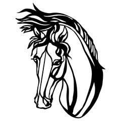 Closed-loop wild mustang head template vector illustration
