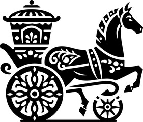 silhouette sketch vector illustration design icon logo symbol horse carriage ethnic classic vintage traditional