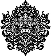 silhouette sketch vector illustration design icon logo symbol mythological creature barong ethnic classic vintage traditional