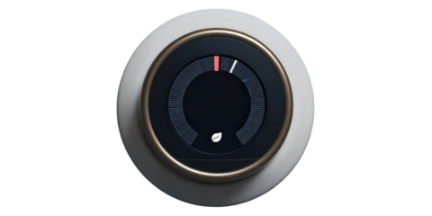 Smart Thermostat Dial with Temperature Control and Eco Mode on White Background