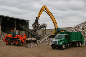 Landfill Site: Heavy Machinery at Work (Photo)