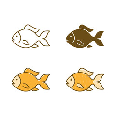 Fish icon set. Vector isolated illustration flat design 