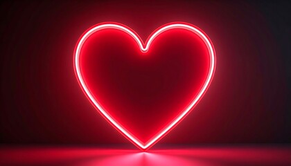 Neon heart shape glowing red