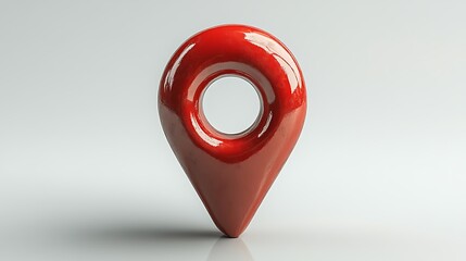 Polished red location marker against a plain background.